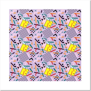 Violet 1980s Abstract Design Pattern Posters and Art